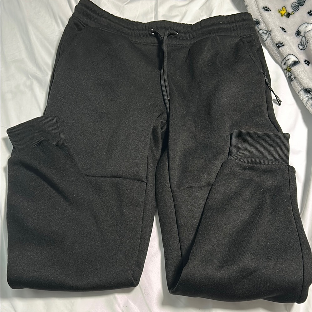 Black Relaxed Fit Track Pants with Elastic Waistband